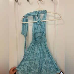 Turquoise blue palm tree dress